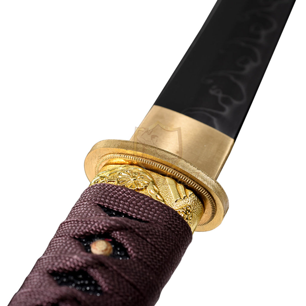 20Inch Real Tantou Flame Blade Japanese Sword T10 Clay Tempered Steel Katana Samurai Sharp Full Tang