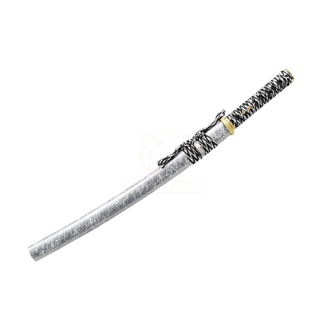 28Inch Japanese Wakizashi Katana Samurai T10 Steel Clay Tempered Real Hamon Double-Sided Blade Full