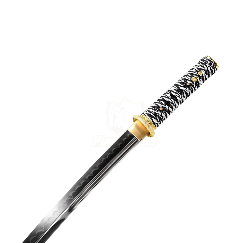 28Inch Japanese Wakizashi Katana Samurai T10 Steel Clay Tempered Real Hamon Double-Sided Blade Full