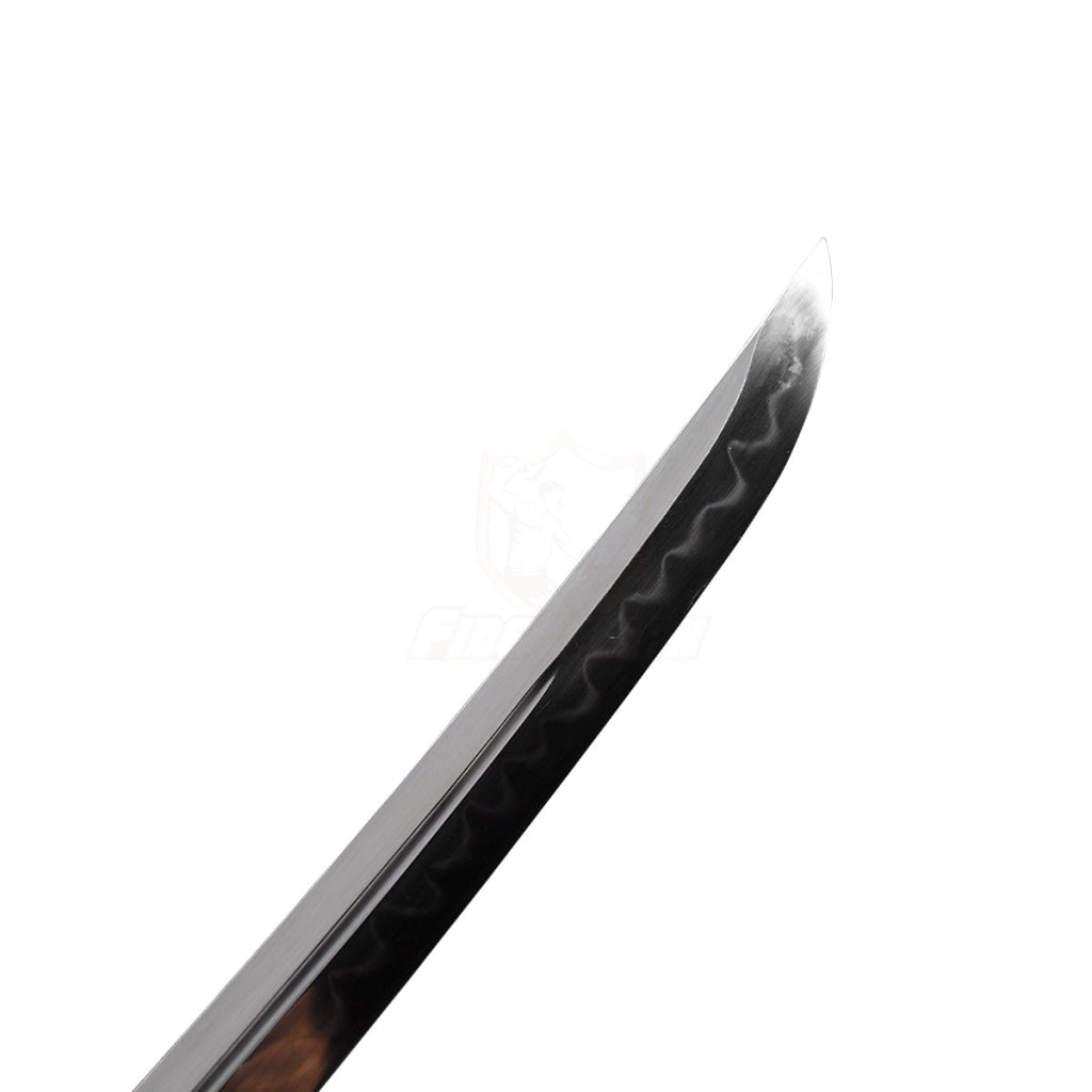28Inch Japanese Wakizashi Katana Samurai T10 Steel Clay Tempered Real Hamon Double-Sided Blade Full