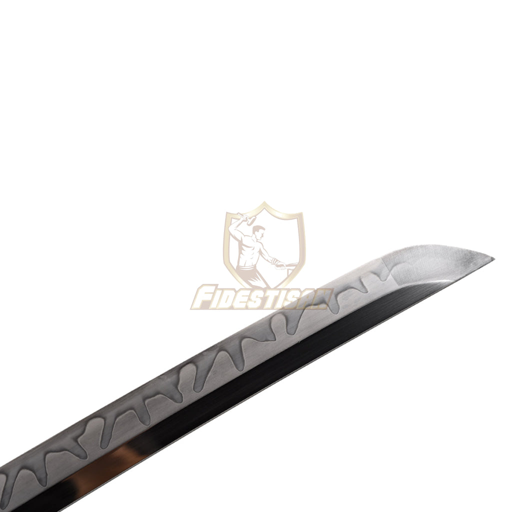 Fidestisan Handmade Clay Tempered Katana Samurai Japanese Real Leaf Hamon Sword T10 Steel Blade Full