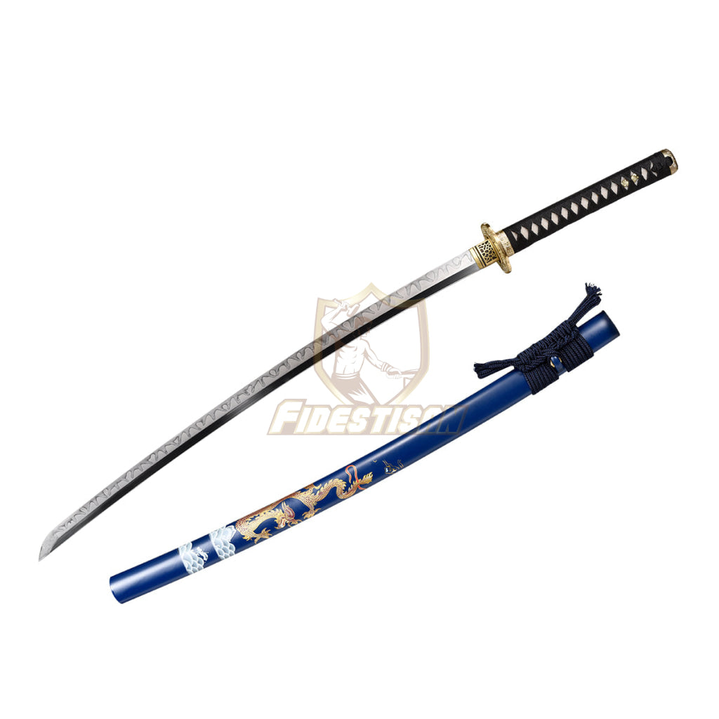 Fidestisan Handmade Clay Tempered Katana Samurai Japanese Real Leaf Hamon Sword T10 Steel Blade Full