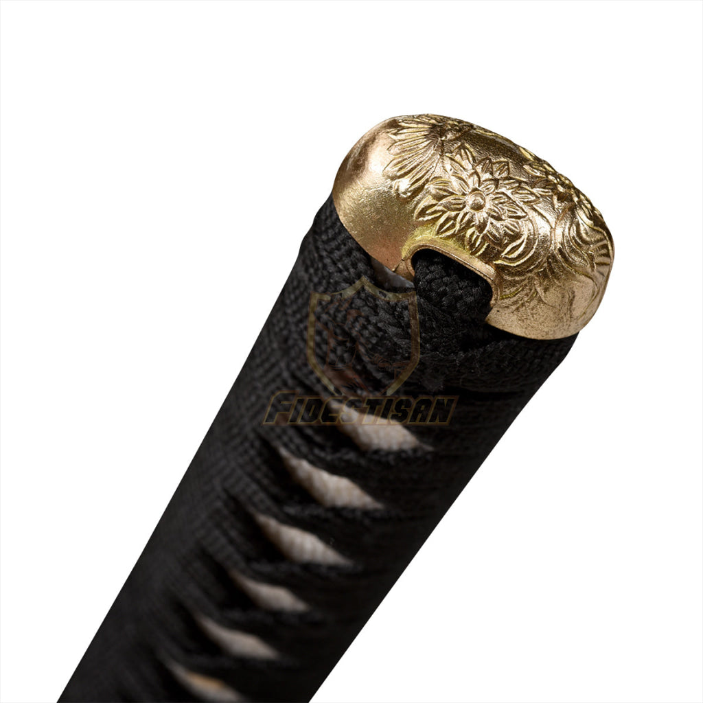 Fidestisan Handmade Clay Tempered Katana Samurai Japanese Real Leaf Hamon Sword T10 Steel Blade Full