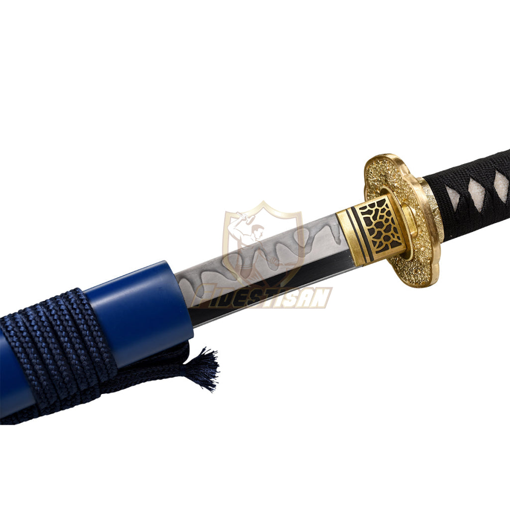 Fidestisan Handmade Clay Tempered Katana Samurai Japanese Real Leaf Hamon Sword T10 Steel Blade Full