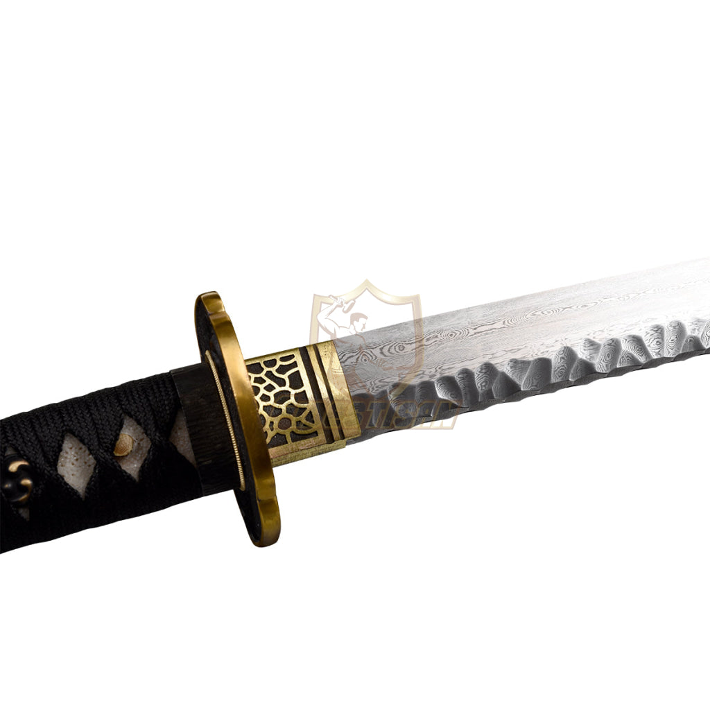 Fidestisan Handmade Katana Samurai Japanese Damascus Steel Real Sword Full Tang Sharp Red Saya