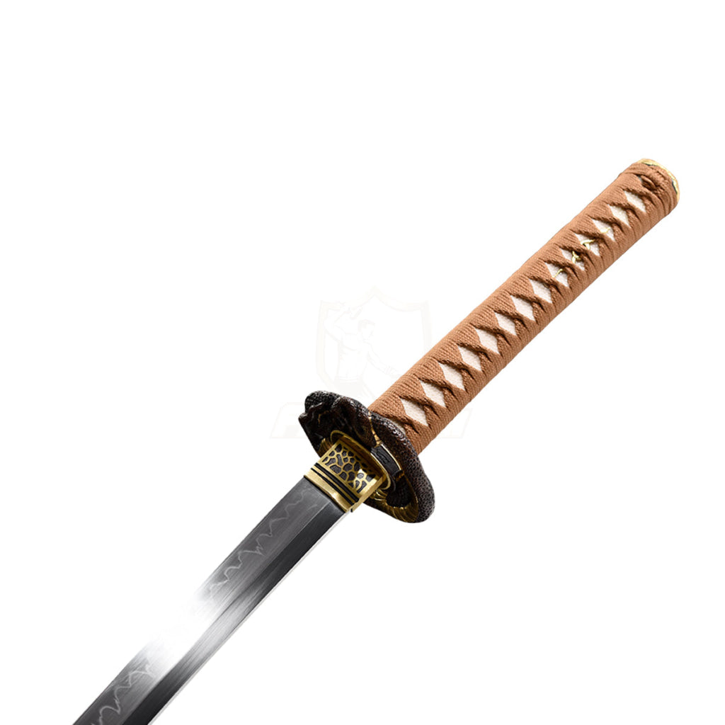 Fidestisan Handmade Katana Sword T10 Clay Tempered Snake Copper Tsuba