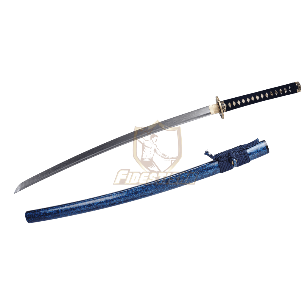 Fidestisan Katana Handmade Forged New Deep Damascus Steel Japanese Real Sword Full Tang Flames Style