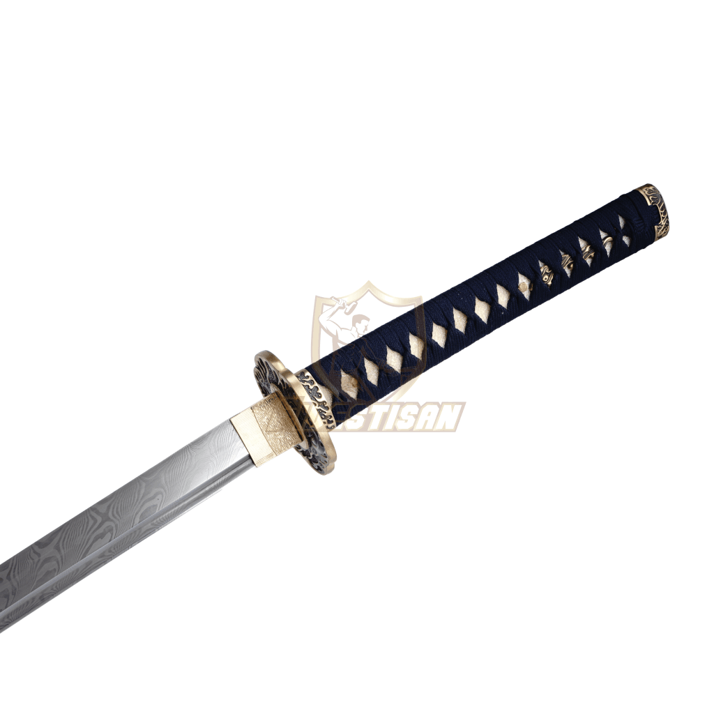 Fidestisan Katana Handmade Forged New Deep Damascus Steel Japanese Real Sword Full Tang Flames Style