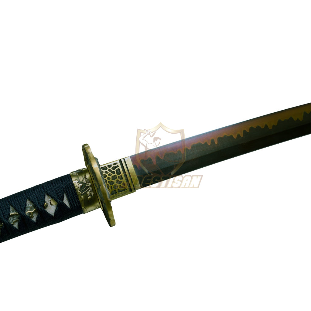 Fidestisan Katana Ktcy284 T10 Steel Black Blade Clay Tempered Samurai Japanese Real Sword Full Tang