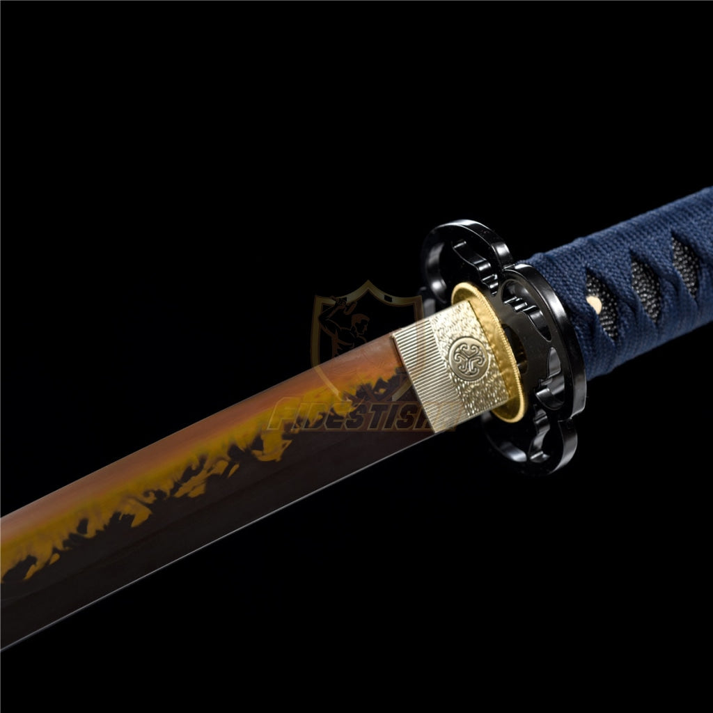 Fidestisan Katana Ktiy322 T10 Steel Red Black Blade Clay Tempered Samurai Japanese Real Sword Full