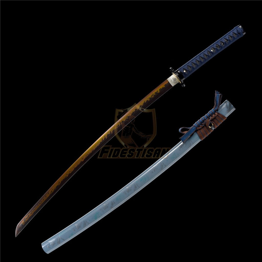 Fidestisan Katana Ktiy322 T10 Steel Red Black Blade Clay Tempered Samurai Japanese Real Sword Full