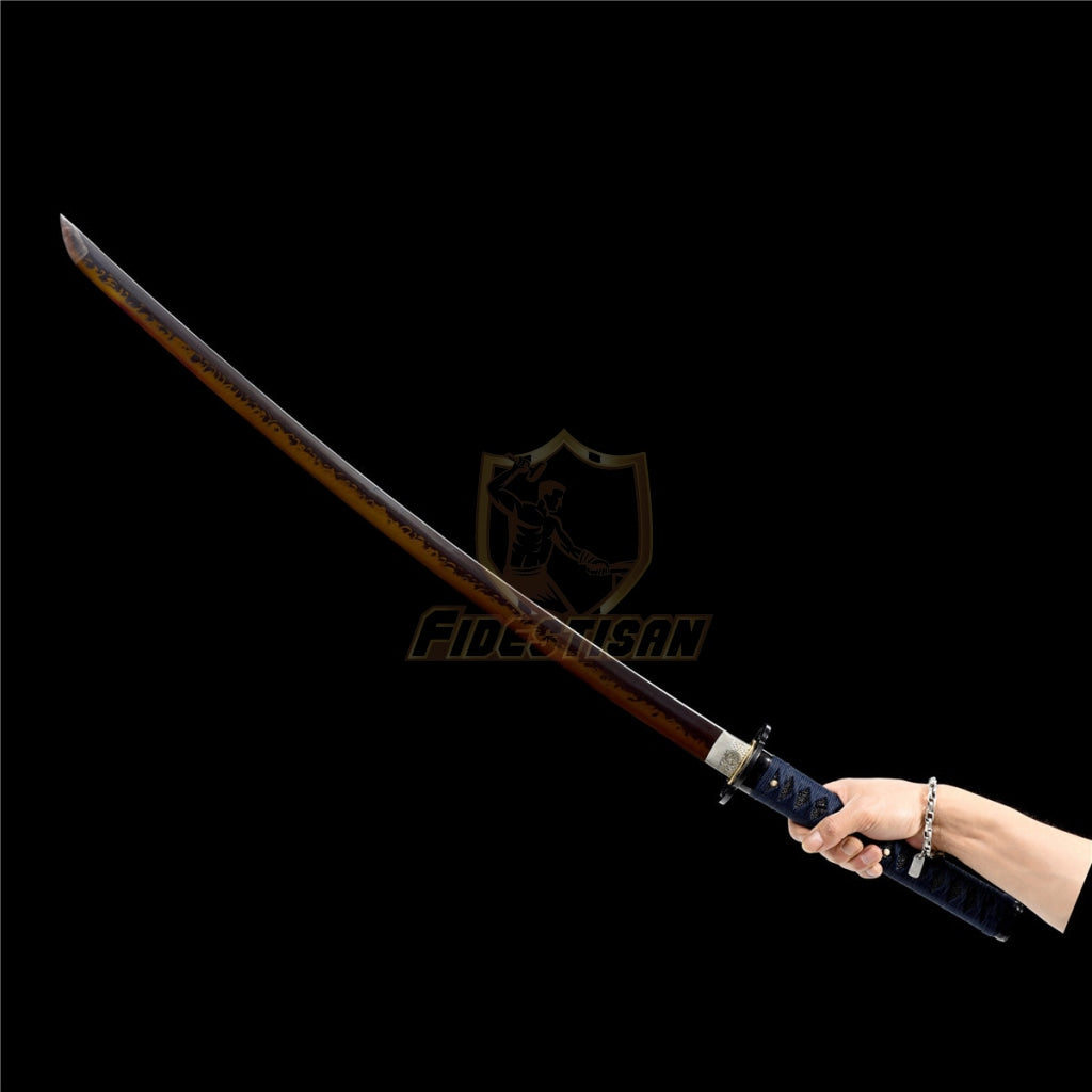 Fidestisan Katana Ktiy322 T10 Steel Red Black Blade Clay Tempered Samurai Japanese Real Sword Full