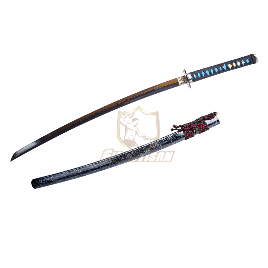 Fidestisan Katana Ktiy328 T10 Steel Red Black Blade Clay Tempered Samurai Japanese Real Sword Full