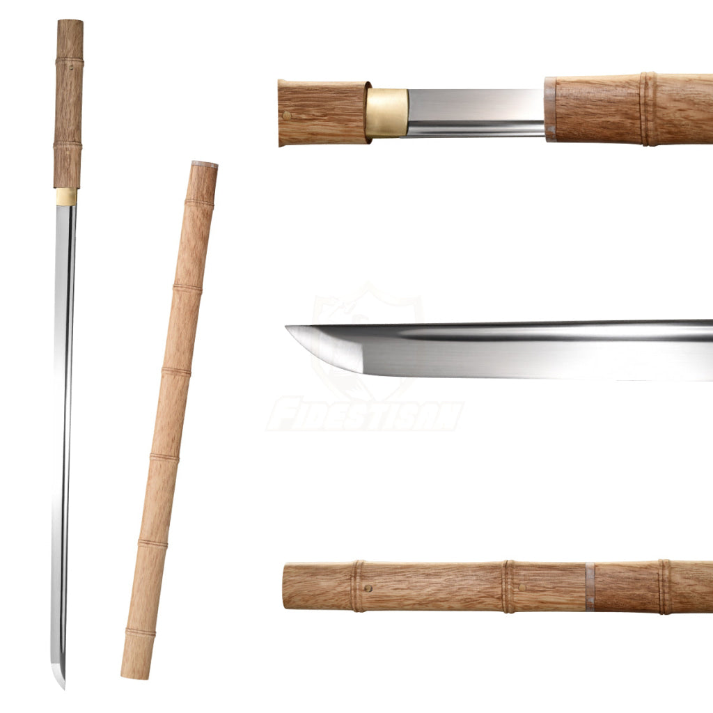 Fidestisan Khon223 Japanese Samurai Bamboo Real Katana Sword High Carbon 1095 Steel Blade Full Tang