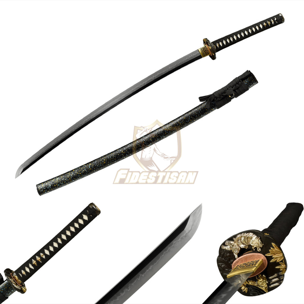 Fidestisan Ktcy287 Katana T10 Steel Clay Tempered Samurai Japanese Real Hamon Skin Sword Full Tang