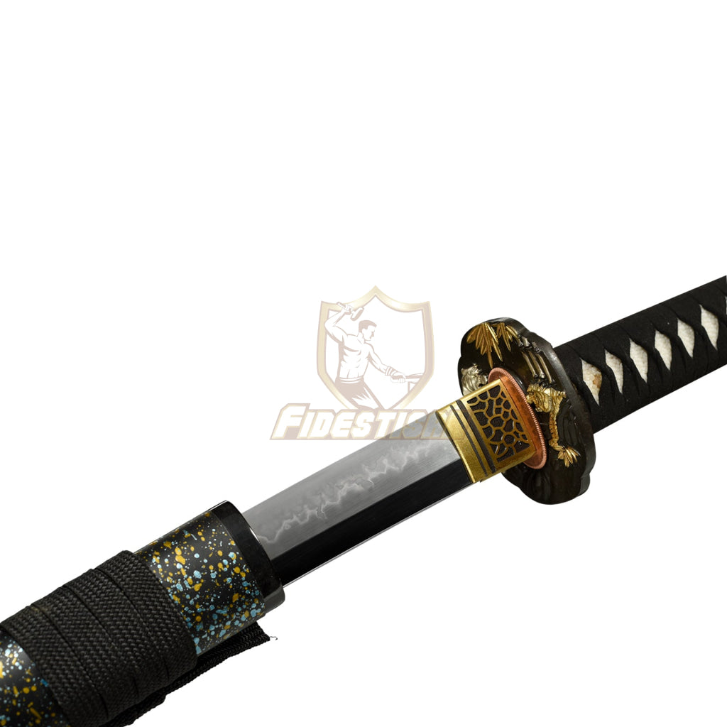 Fidestisan Ktcy287 Katana T10 Steel Clay Tempered Samurai Japanese Real Hamon Skin Sword Full Tang