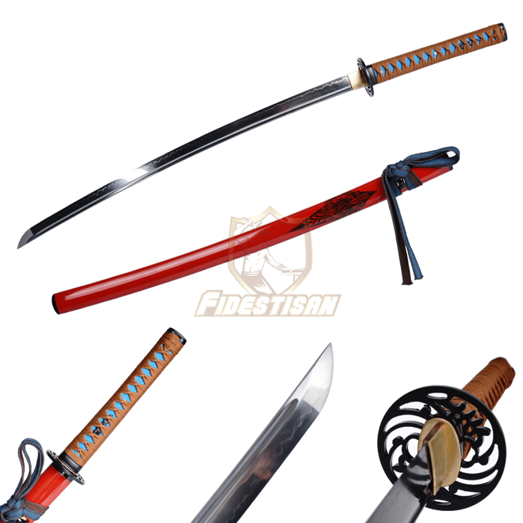 Fidestisan Ktiy330 Katana Sword Samurai Japanese Real Hamon T10 Steel Blade Skin Saya Full Tang