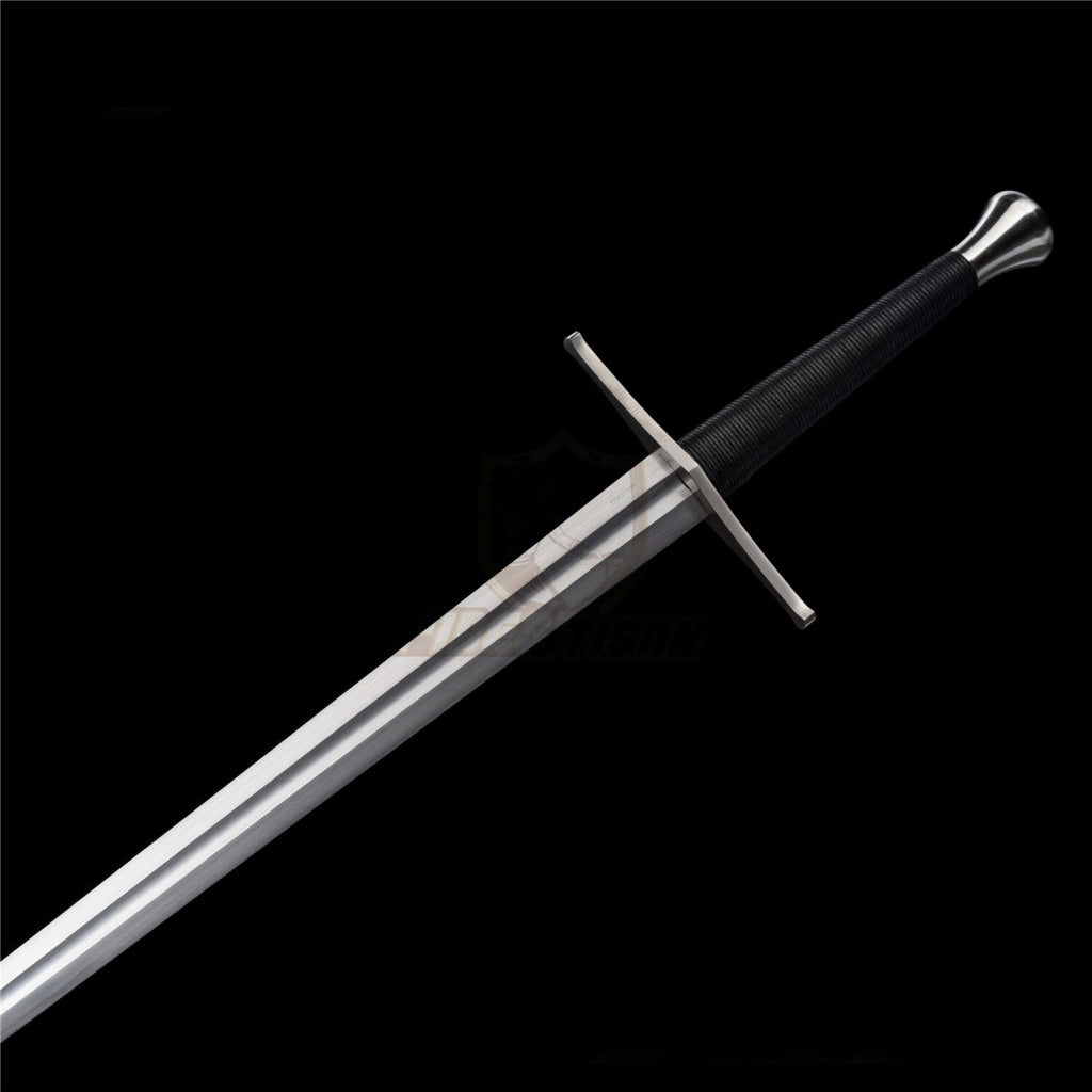 Medieval Sword Warrior Real Hand Forged Spring Steel 46 With Black/Brown Scabbard Longsword