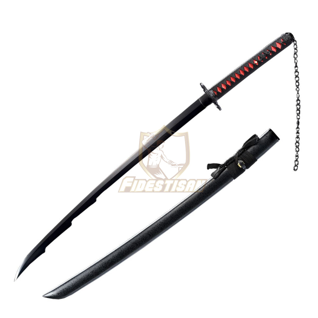 Fidestisan W33 Kurosaki Ichigo Cosplay Anime Japanese Samurai Sword Tensa Zangetsu Katana Spring