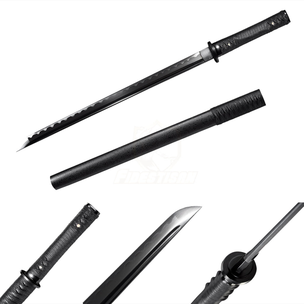 Fidestisan Whin221 Japanesn Samurai Short Sword Katana Black High Carbon Steel Straigh Blade Real