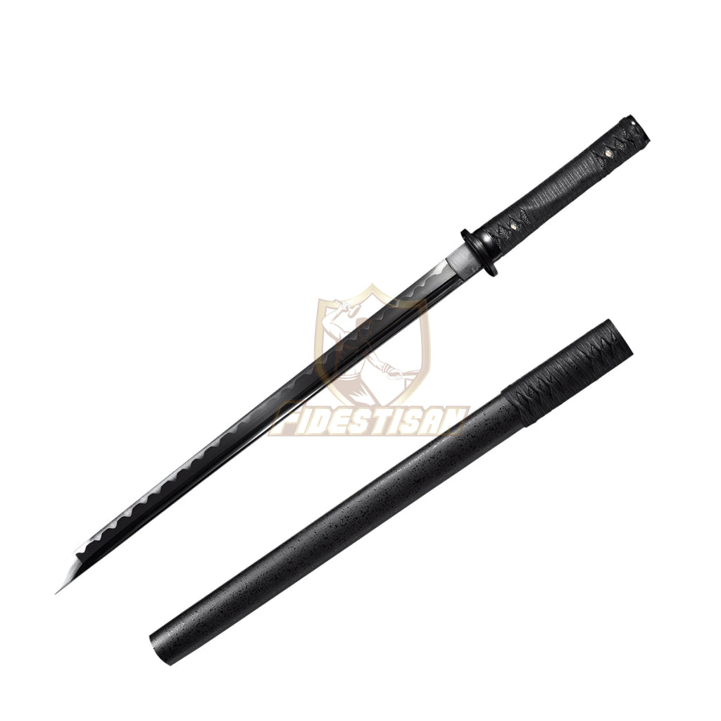 Fidestisan Whin221 Japanesn Samurai Short Sword Katana Black High Carbon Steel Straigh Blade Real