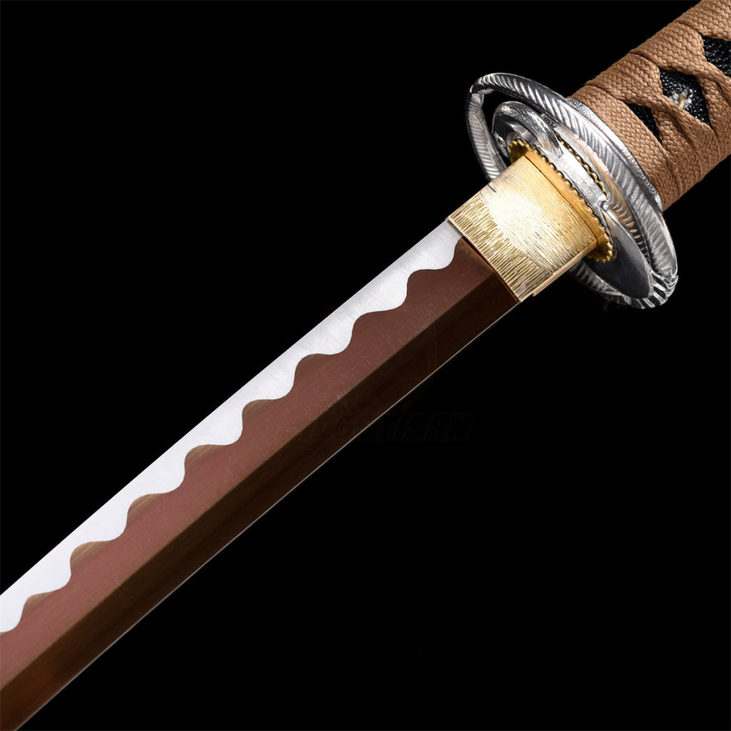 Fuji Style 2.21IB 40inch Real Samurai Katana Sword Japanese 1060 Spring Steel Blade Artificial Hamon Full Tang