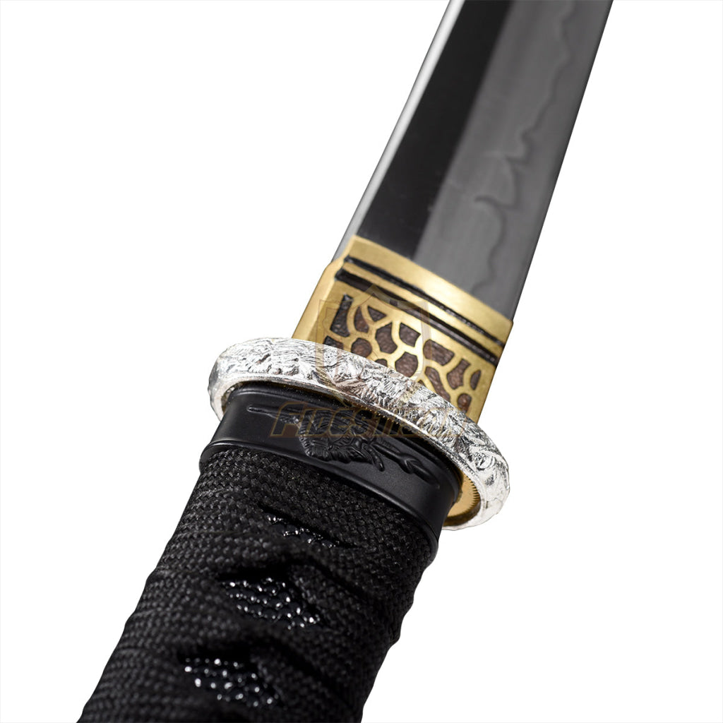 Handemade Real Japanese 20Inch Tantou Flame Blade Sword T10 Clay Tempered Steel Katana Samurai Sharp