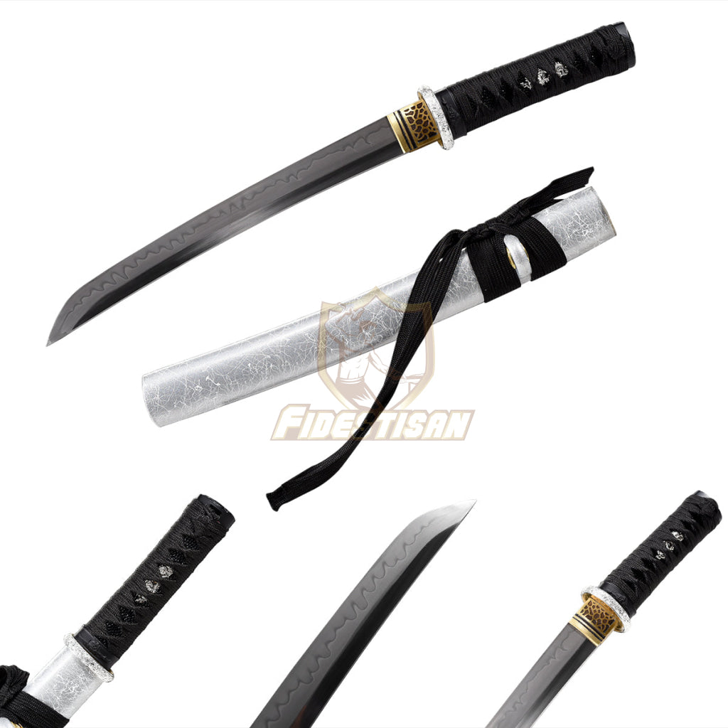 Handemade Real Japanese 20Inch Tantou Flame Blade Sword T10 Clay Tempered Steel Katana Samurai Sharp