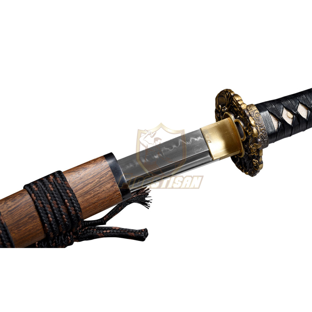 Handmade 28Inch Japanese Wakizashi Katana Samurai T10 Steel Clay Tempered Real Hamon Blade Copper