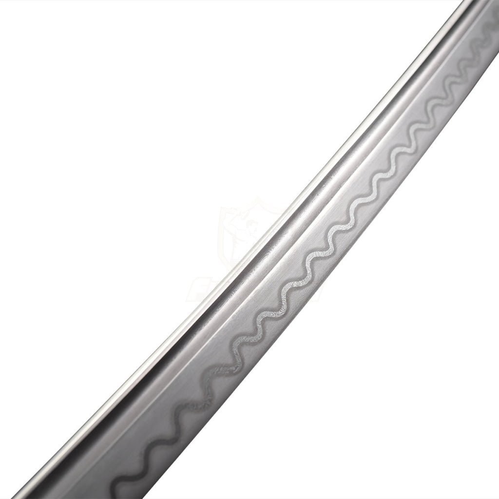 Handmade Real Doomsday Theme Japanese Samurai Katana Sword Damascus Steel Wave Pattern Blade 40Inch