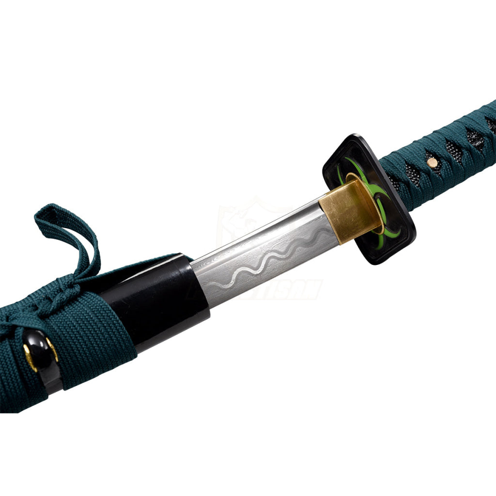 Handmade Real Doomsday Theme Japanese Samurai Katana Sword Damascus Steel Wave Pattern Blade 40Inch