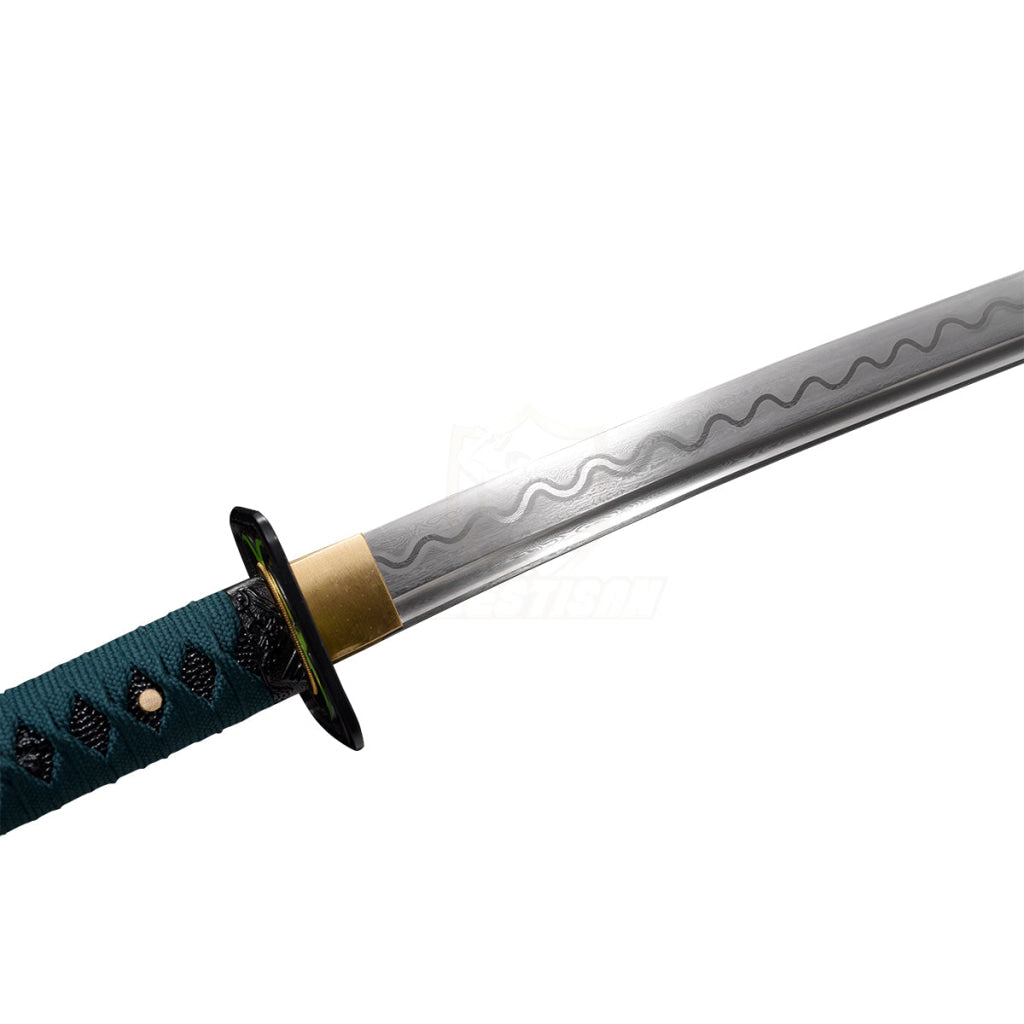 Handmade Real Doomsday Theme Japanese Samurai Katana Sword Damascus Steel Wave Pattern Blade 40Inch