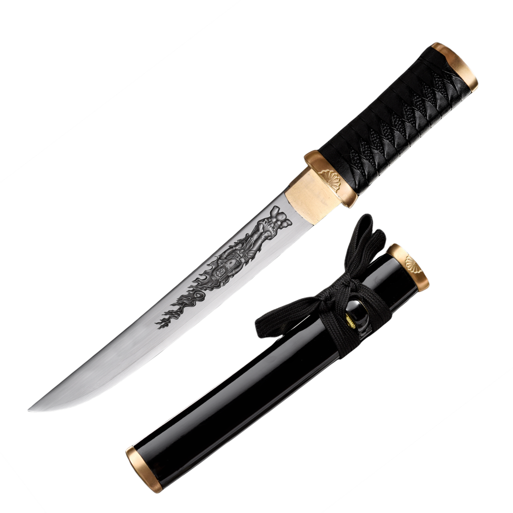 Handmade Royal Japanese Chrysanthemum Blade Tanto Short Katana Samurai Real 13 Inch 1065 Spring Steel Blade Steel Full