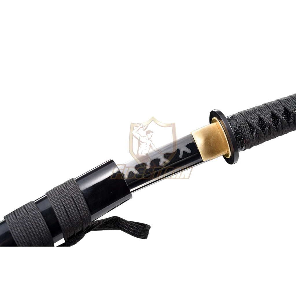 Japanese Katana Samurai Real Tanto 20Inch Spring Steel 9260 Flame Black Blade Oil Tempered Full Tang