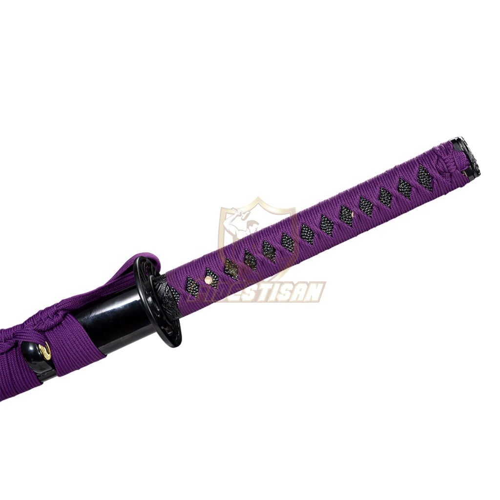 Japanese Samurai Katana Sword 1060 Carbon Steel Purple Blade Oil Quenching Handemade Full Tang Sharp