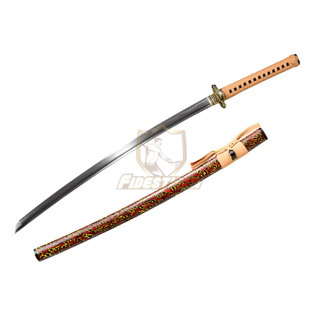 Katana Sword T10 Clay Tempered Steel Blade Real Hamon Japanese Samurai 40Inch Full Tang Alloy Tsuba