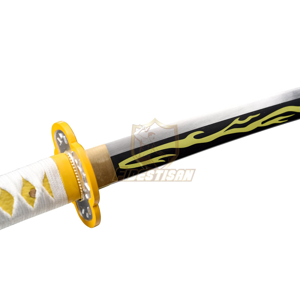 Khon308 Demon Slayer Kaigaku Samurai Cosplay Golden 1095 High Carbon Steel Blade Katana Nichirin