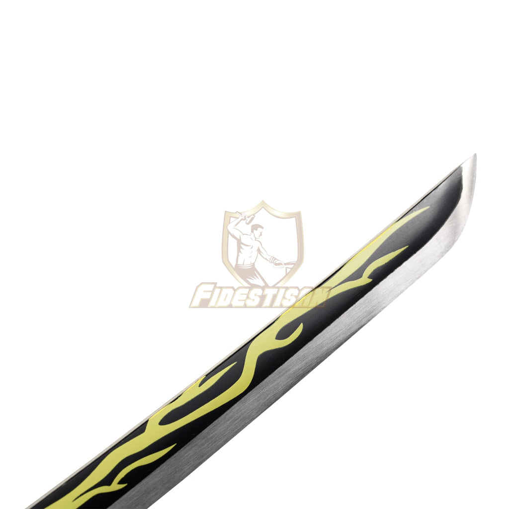 Khon308 Demon Slayer Kaigaku Samurai Cosplay Golden 1095 High Carbon Steel Blade Katana Nichirin