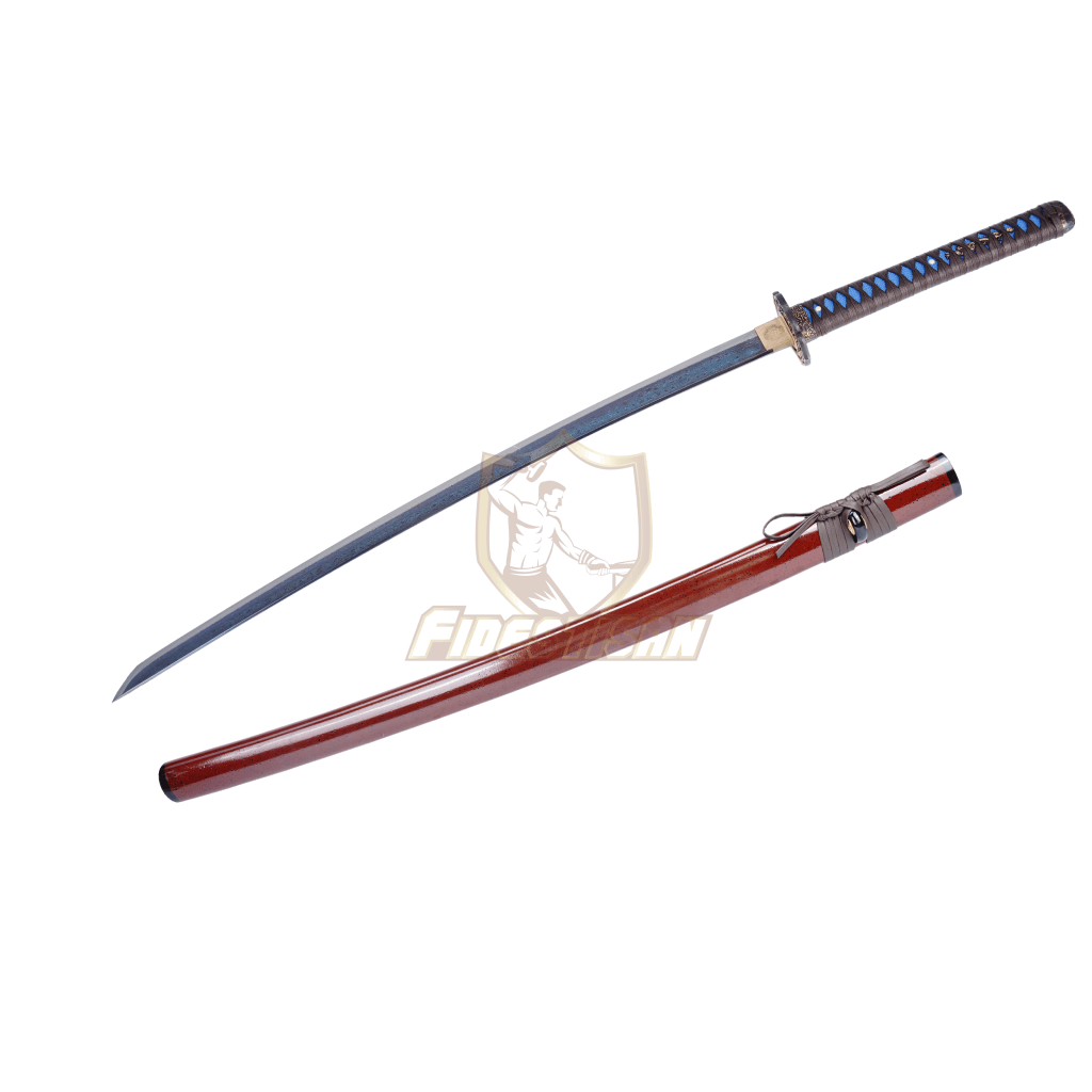 Kpcn326 Handmade Wave Style Japanese Sword Damascus Steel Blue Purple Blade Katana Samurai Sharp