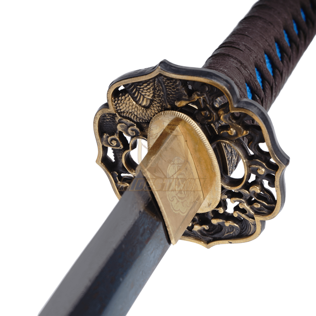 Kpcn326 Handmade Wave Style Japanese Sword Damascus Steel Blue Purple Blade Katana Samurai Sharp