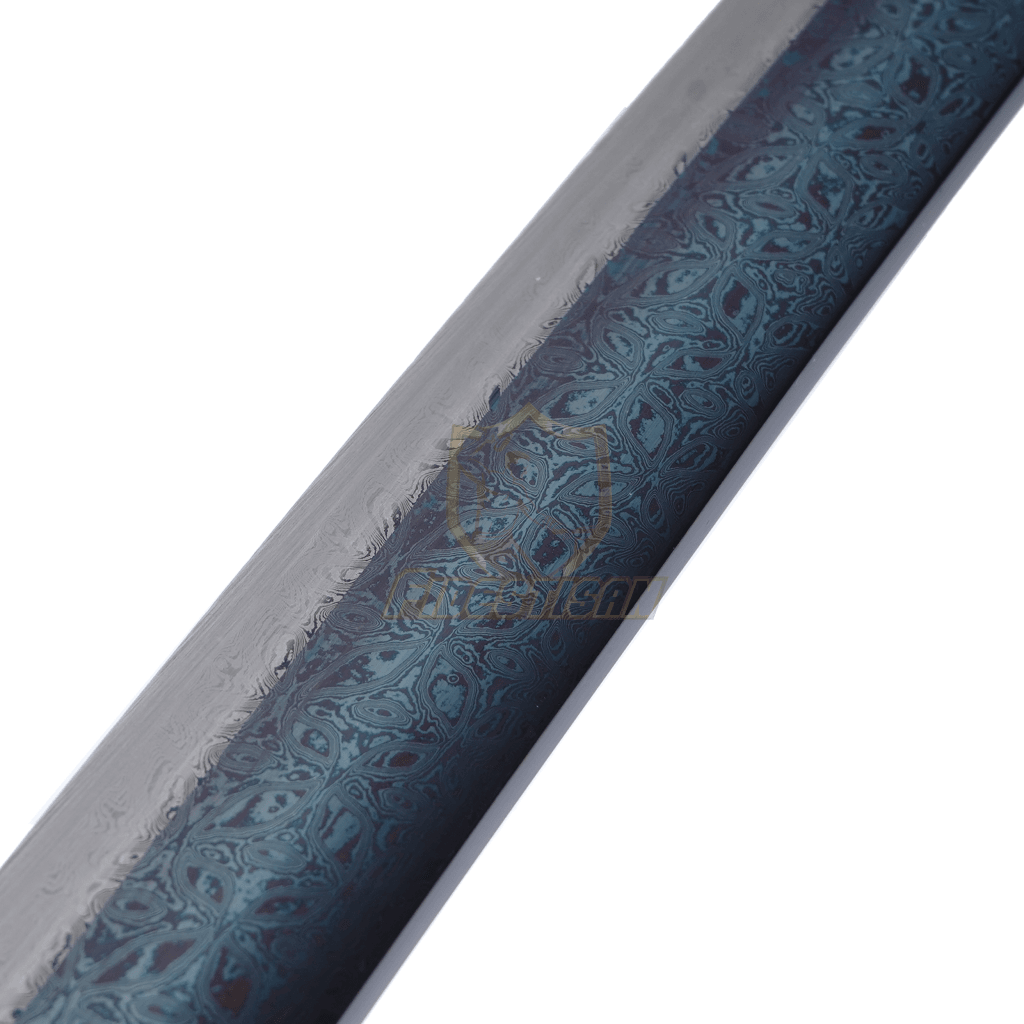 Kpcn326 Handmade Wave Style Japanese Sword Damascus Steel Blue Purple Blade Katana Samurai Sharp