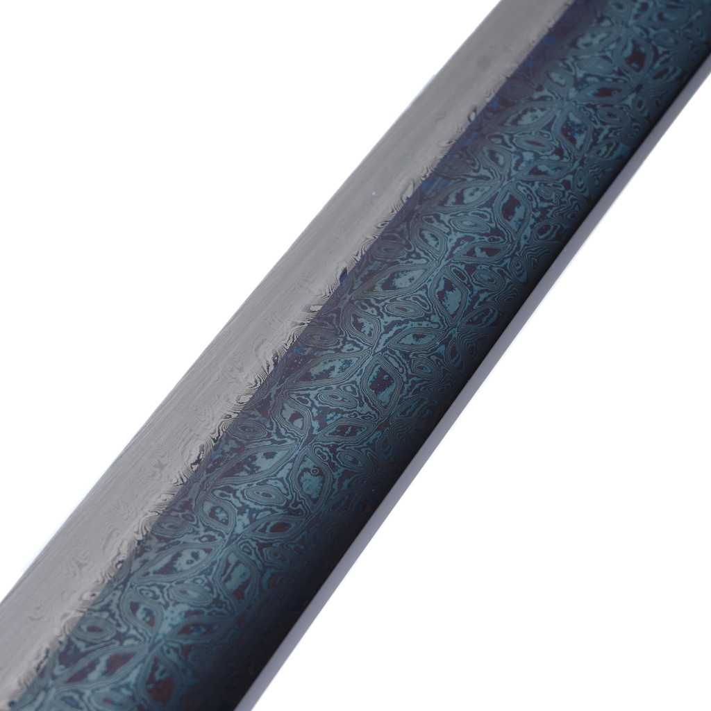 Kpcn326 Handmade Wave Style Japanese Sword Damascus Steel Blue Purple Blade Katana Samurai Sharp