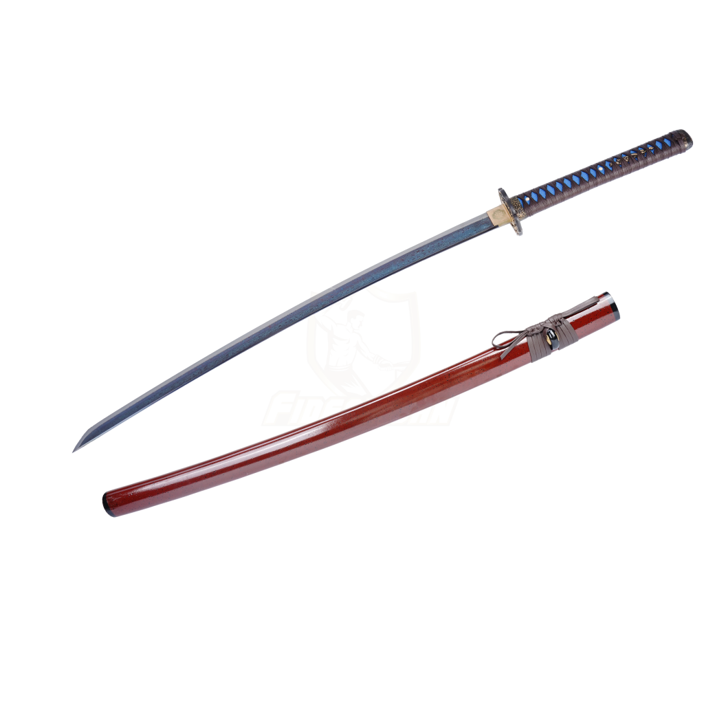 Kpcn326 Handmade Wave Style Japanese Sword Damascus Steel Blue Purple Blade Katana Samurai Sharp