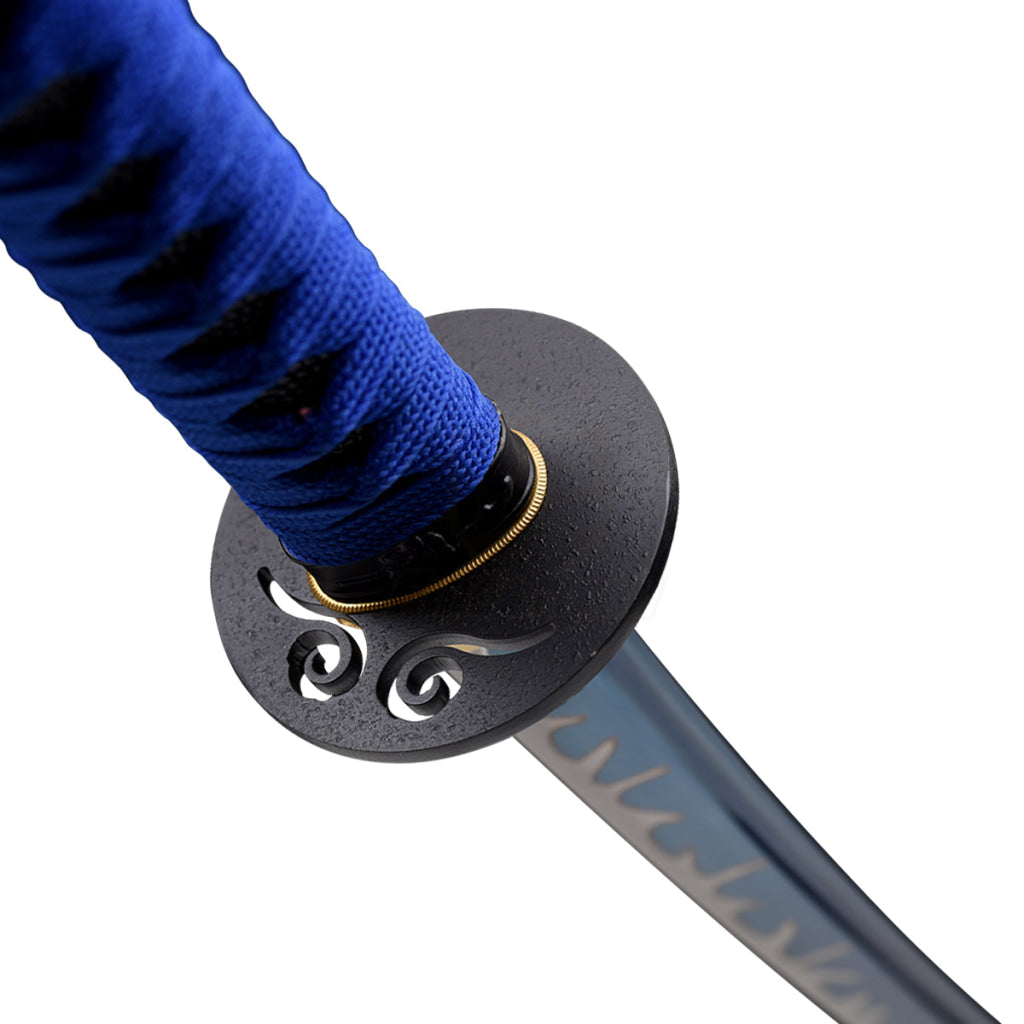 Ksan149 Real Japanese Samurai Katana Sword Blue Flame Blade Spring Steel 9260 Oil Quenching