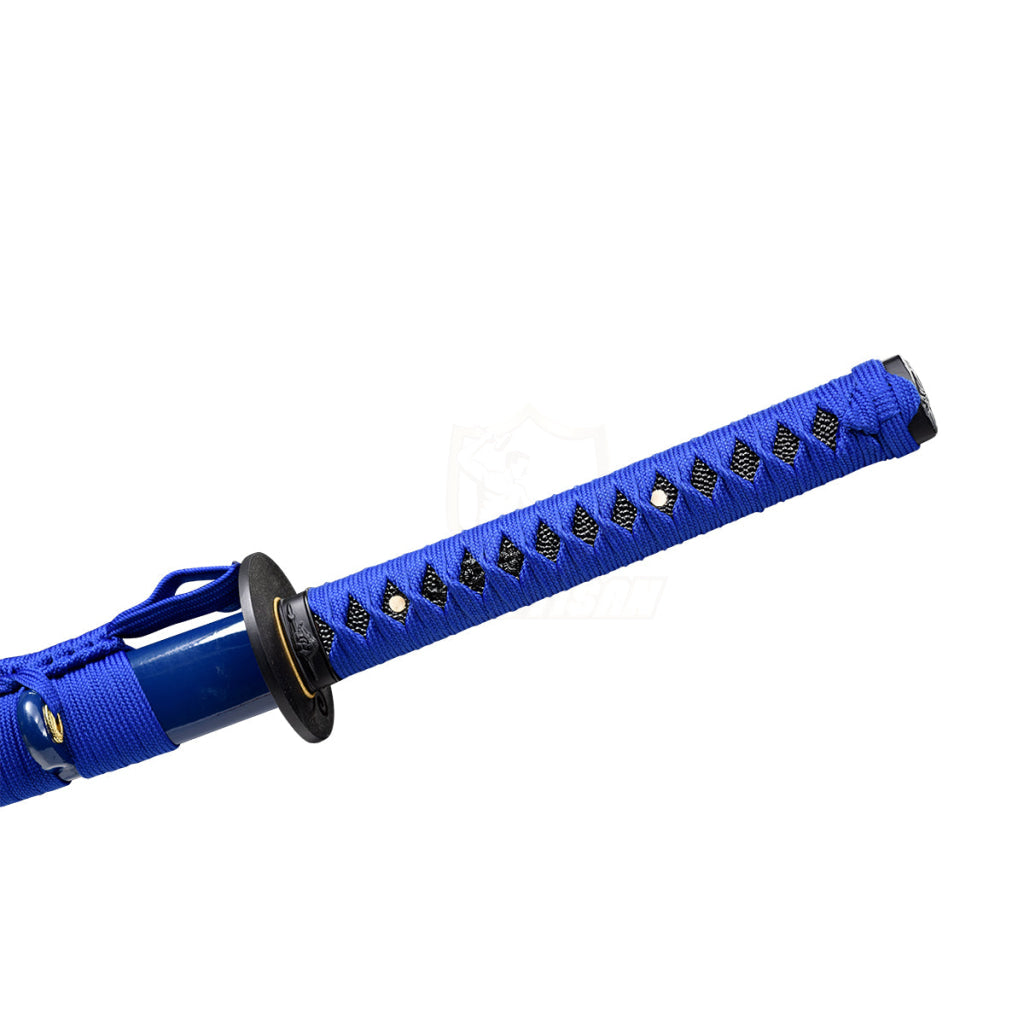 Ksan149 Real Japanese Samurai Katana Sword Blue Flame Blade Spring Steel 9260 Oil Quenching