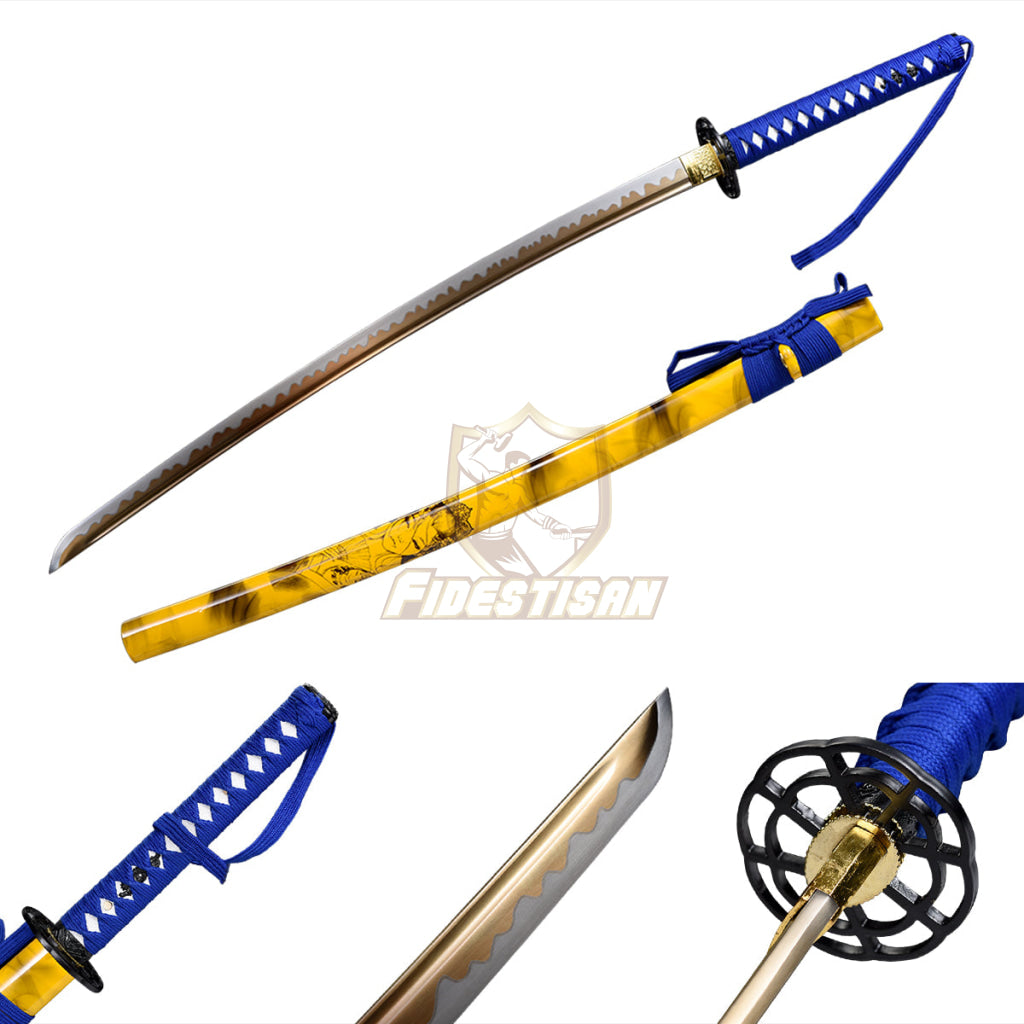 Ksin132 Spring Steel 9260 Gold/Yellow Blade Japanese Samurai Sword Katana Full Tang Handmade 57Hrc