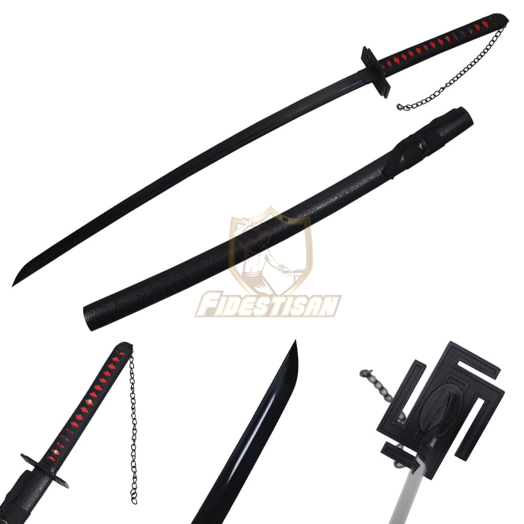 Kurosaki Ichigo Cosplay Japanese Samurai Sword Katana Shark 1065 Carbon Steel Black Blade Full Tang