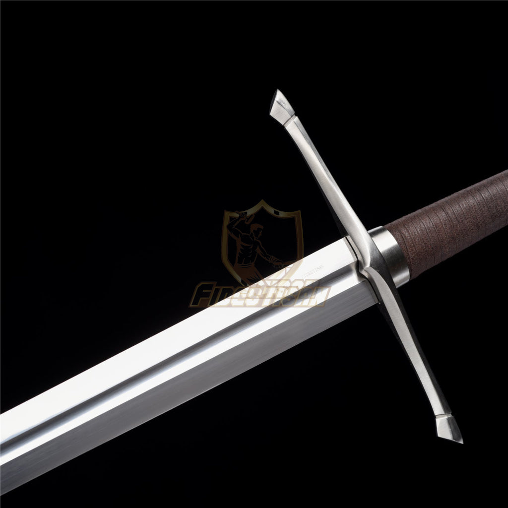 Medieval Sword Warrior Real Hand Forged Spring Steel 46 With Black/Brown Scabbard Longsword