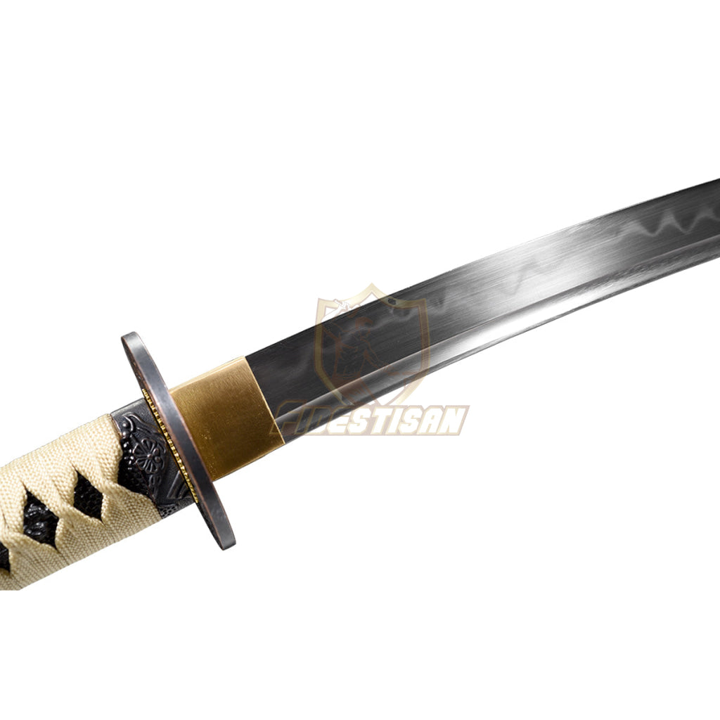 Tantou Katana Sword T10 Steel Clay Tempered Flame Blade Japanese Samurai Real Sharp Full Tang 20Inch