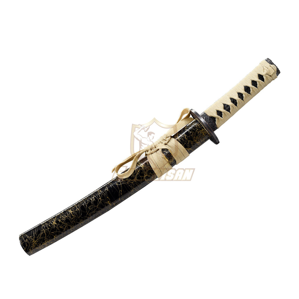 Tantou Katana Sword T10 Steel Clay Tempered Flame Blade Japanese Samurai Real Sharp Full Tang 20Inch